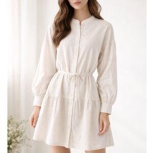 NWT Alex Marie Benson Linen Blend Shirt Dress Size 14 Drop Waist Belted